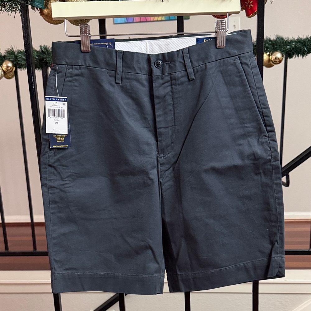 Polo Ralph Lauren Men’s Flat Front Cotton Shorts in Charcoal Gray